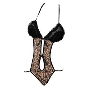 Sexy Lingerie Sleepwear Teddy Bodysuit Halter Leopard Print